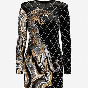 Balmain Embellished velvet mini dress